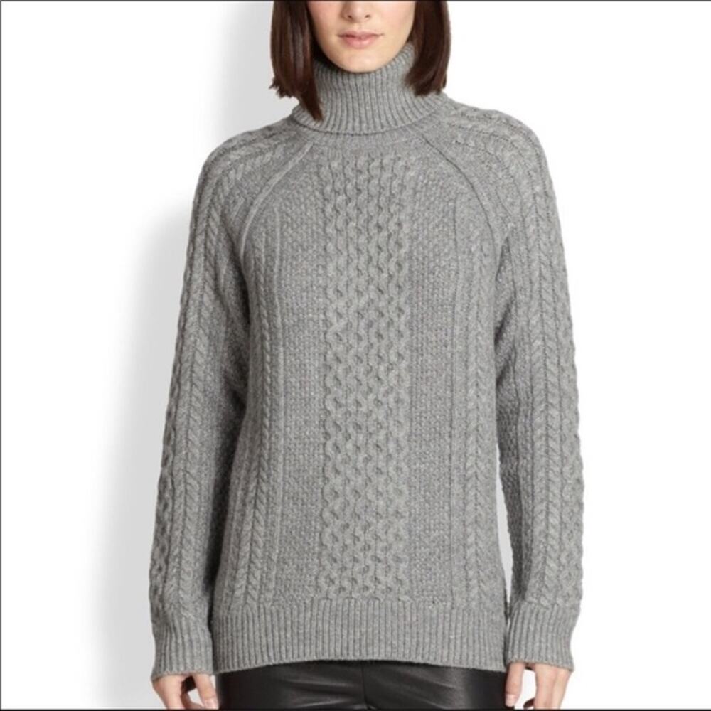 VINCE Fisherman Knit Sweater Size XS Wool Alpaca Cables Neutral Minimalist Cozy